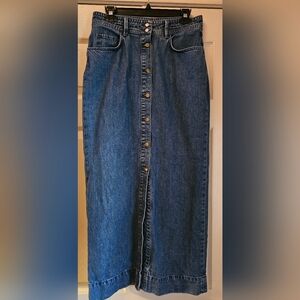H&M Button-Front Maxi Denim Skirt - Classic Blue